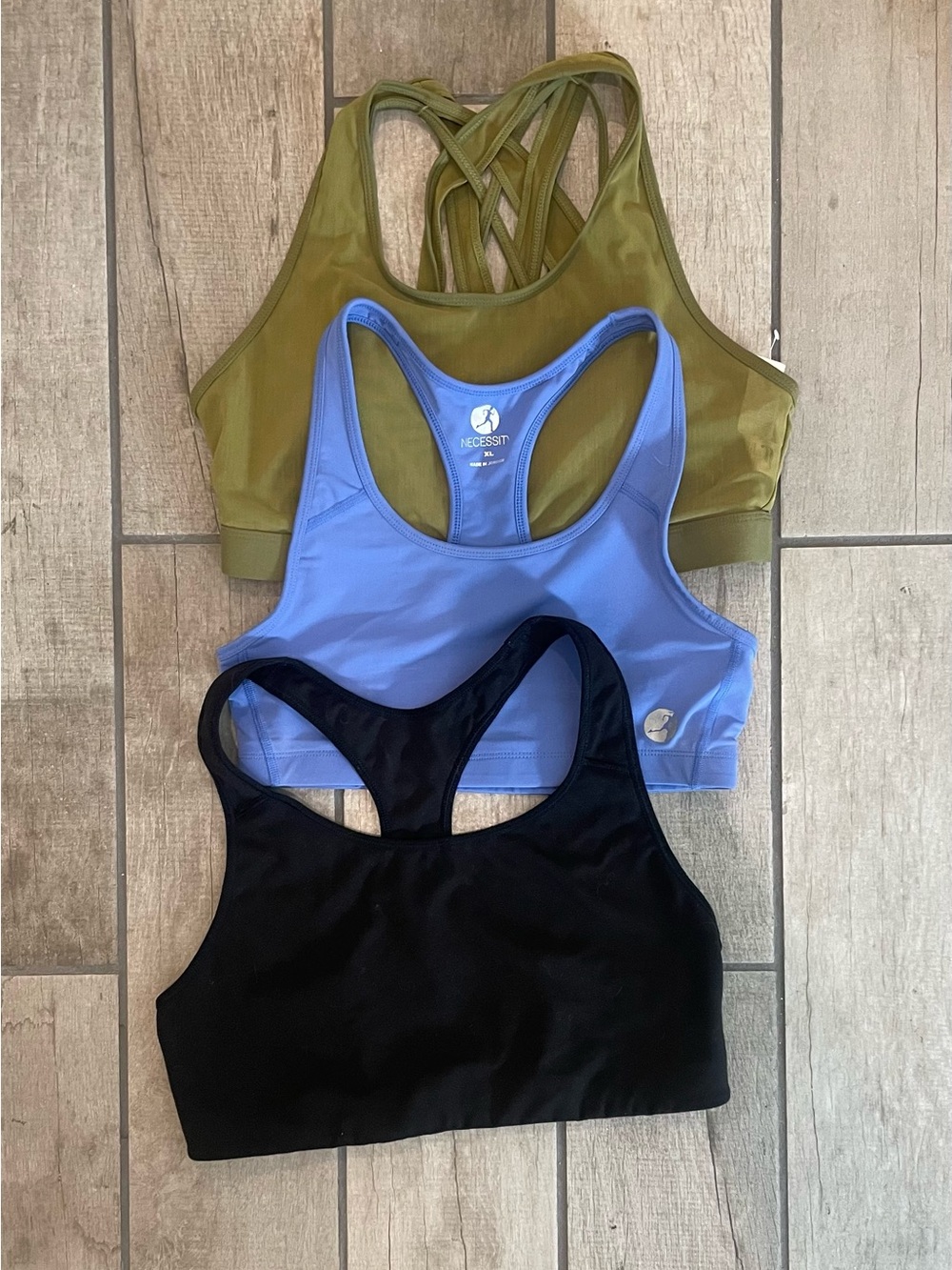 Sports Bras- Set of 3 Olive, Periwinkle, Black